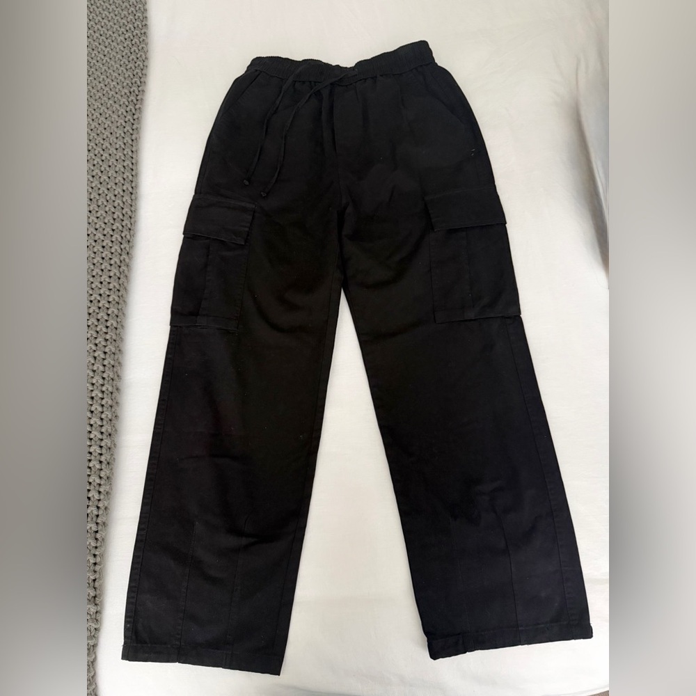 Source Unknown Black Wide Leg Cargo Pants